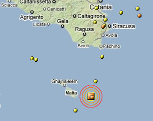 TREMA LA TERRA NEL CANALE DI SICILIA LA SCOSSA PIU’ FORTE DI MAGNITUDO 4,1 ALLE 15,02