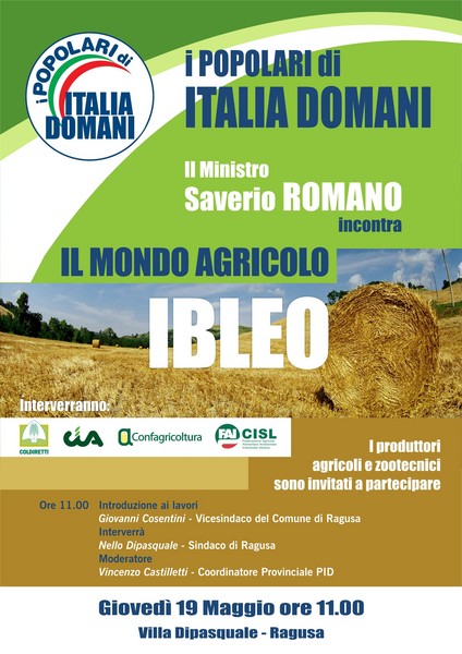 IL MINISTRO ROMANO INCONTRA IL MONDO AGRICOLO IBLEO