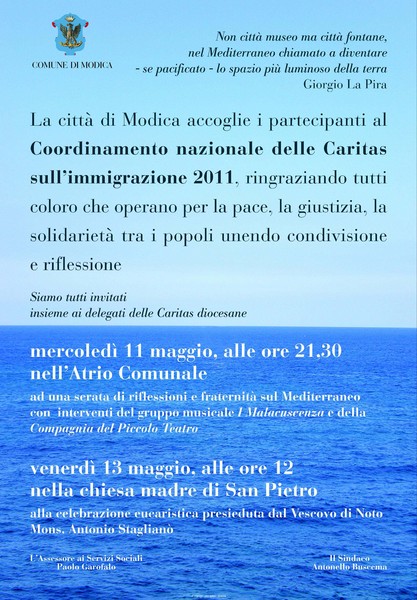 MODICA, SI SVOLGERA’ IL COORDINAMENTO CARITAS PER L’IMMIGRAZIONE