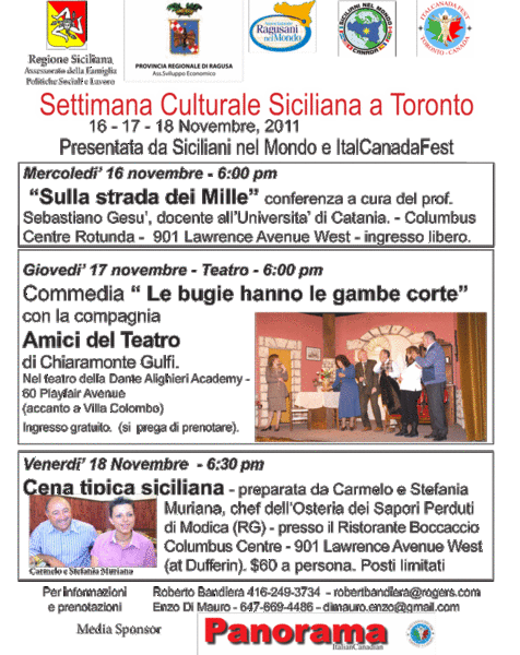 SETTIMANA SICILIANA A TORONTO