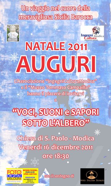 L’EVENTO CULTURALE “VOCI, SUONI E SAPORI SOTTO L’ALBERO” PER LE FESTIVITA’ NATALIZIE 2011