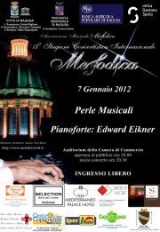 “PERLE MUSICALI” PER LA STAGIONE CONCERTISTICA MELODICA