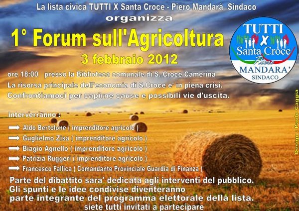 S.CROCE, FORUM SULL’AGRICOLTURA