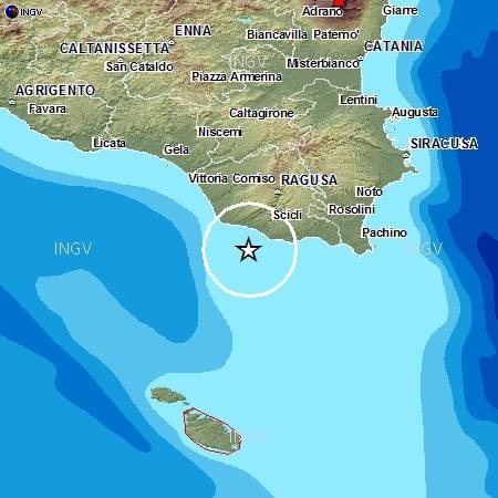 SCOSSA DI MAGNITUDO 2,8 AL LARGO DI DONNALUCATA