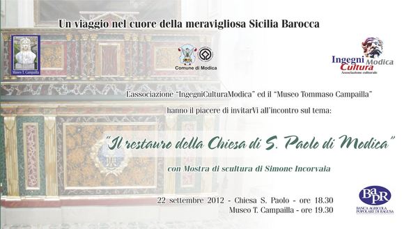 MODICA, IL 22 SETTEMBRE AL VIA IL SECONDO APPUNTAMENTO DELLA RASSEGNA “ARTE E CULTURA TRA MUSEO & TERRITORIO”