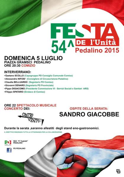 PEDALINO, 54°EDIZIONE DELLA FESTA DELL’UNITA’