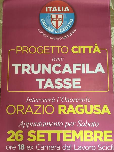 IL COORDINAMENTO CITTADINO DELL’UDC DI SCICLI PROMUOVE PER DOMANI POMERIGGIO UN INCONTRO APERTO ALLA CITTA’