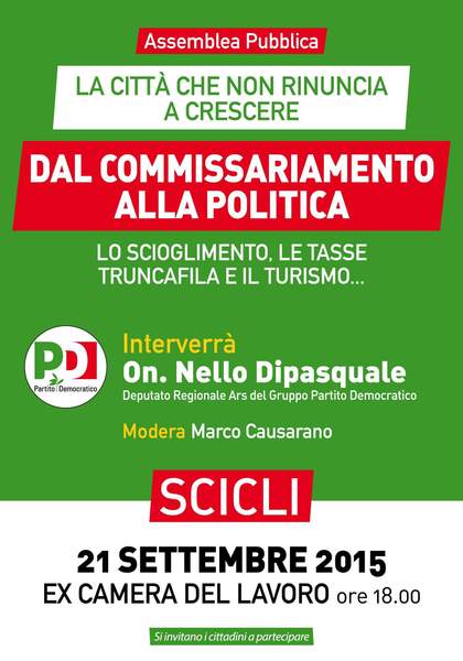INCONTRO A SCICLI, LUNEDI’ CONFRONTO APERTO