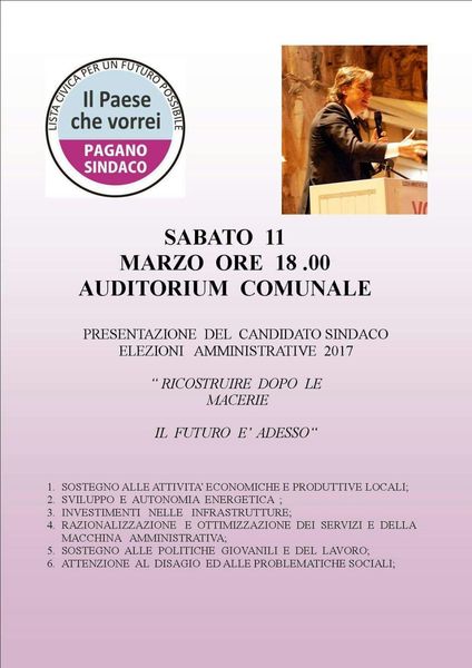 CANDIDATO SINDACO DI MONTEROSSO ALMO SALVATORE PAGANO