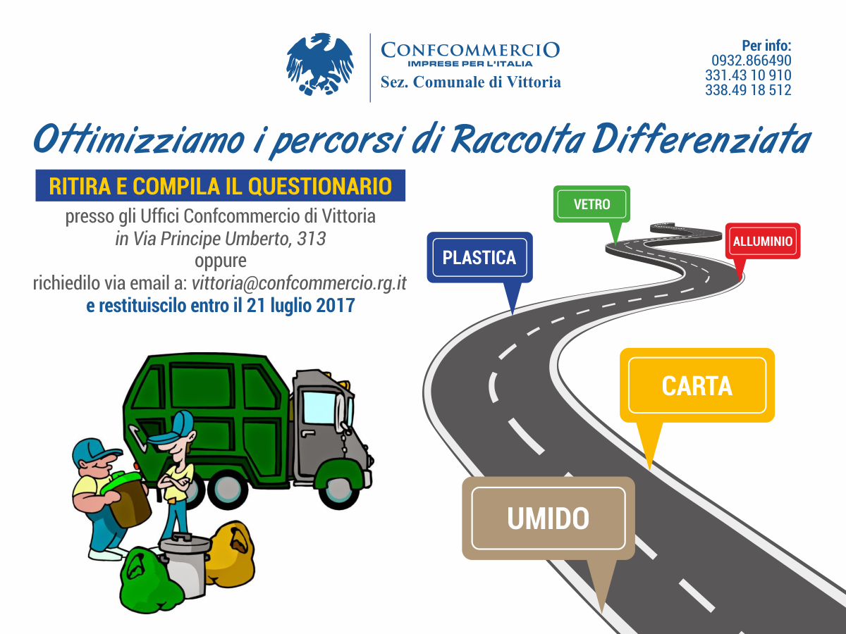 Ottimizzare la differenziata a Vittoria. Questionario di Confcommercio