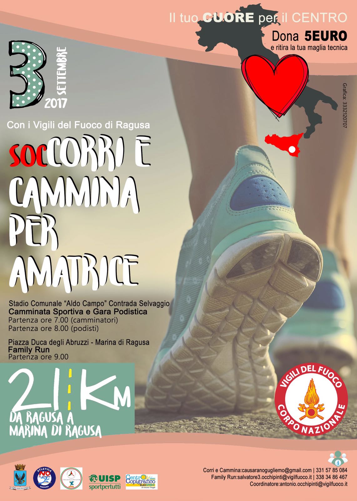 Beneficenza camminando. Iniziativa da Ragusa per Amatrice