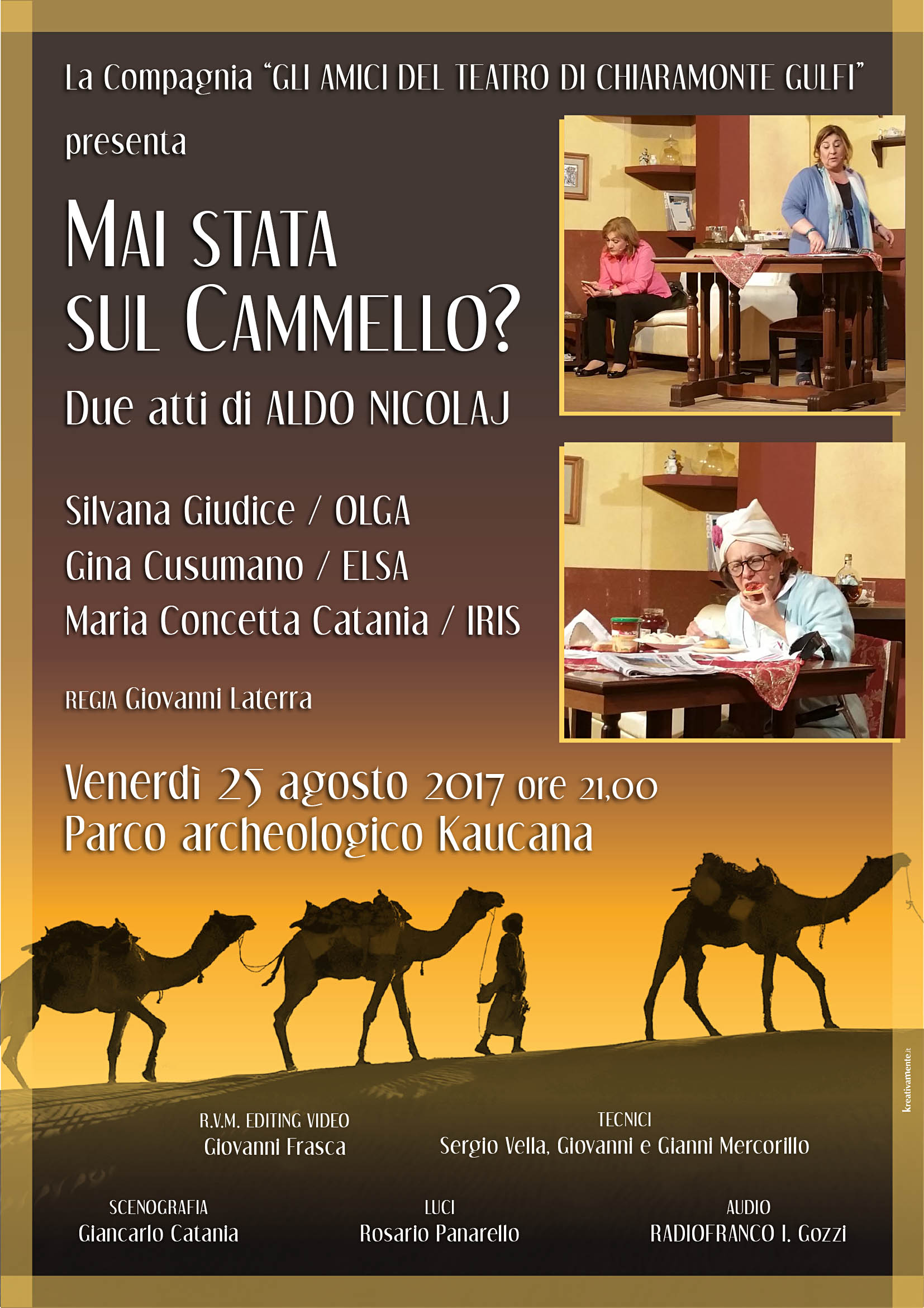 Gli Amici del Teatro venerdi 25 agosto al Parco Archeologico di Kaukana