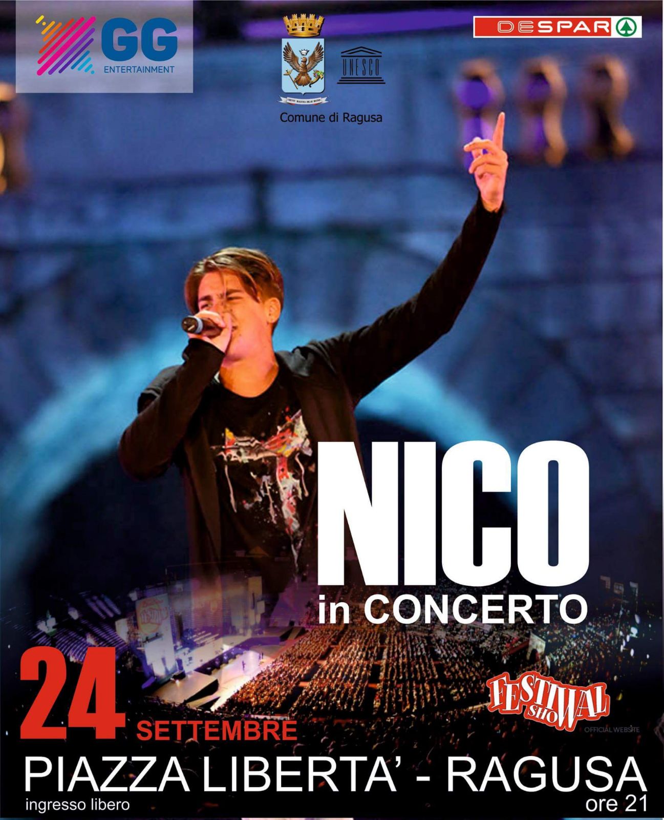 Nico Arezzo ringrazia Ragusa e i ragusani con un concerto gratuito in piazza Libertà. Il 24 settembre