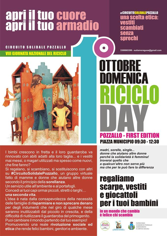 Domenica 1 Ottobre si celebra Giornata Nazionale del riciclo. Nasce il Circuito Solidale Pozzallo