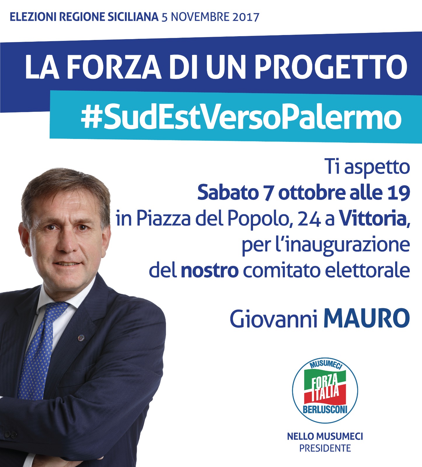 Questo sabato inaugurazione comitato elettorale a Vittoria del sen. Giovanni Mauro
