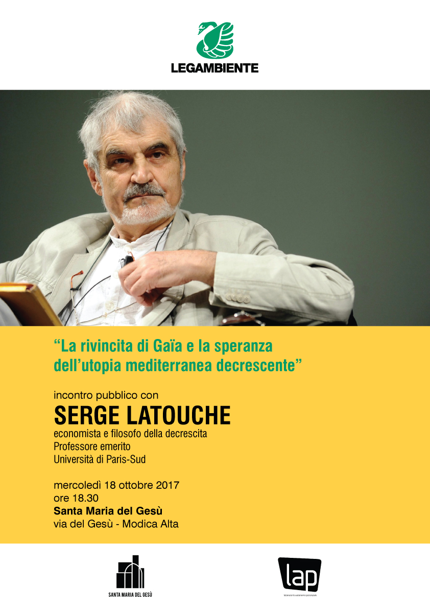Serge Latouche a Modica. L’economista e filosofo parla della decrescita
