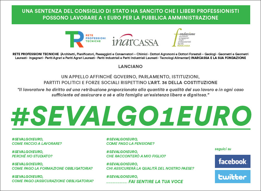 #sevalgo1euro: l’on. Minardo a sostegno di architetti ed ingegneri.