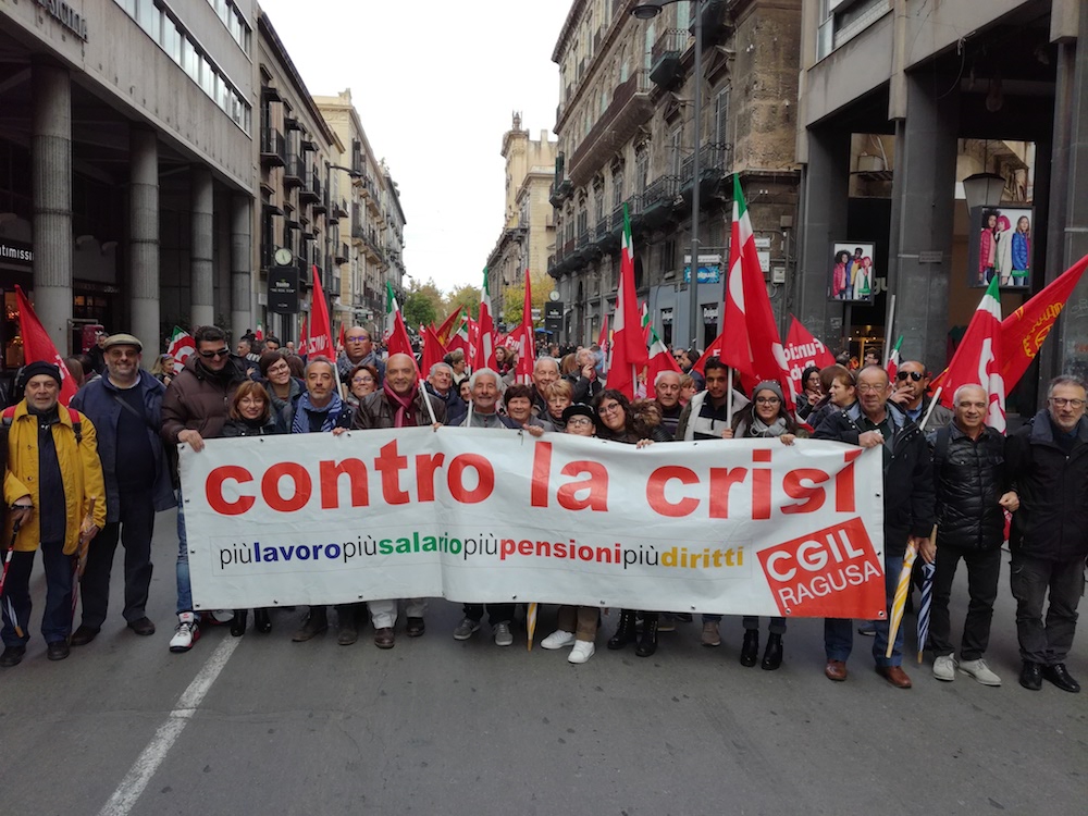Folta delegazione Cgil di Ragusa a Palermo per la protesta su pensioni e lavoro