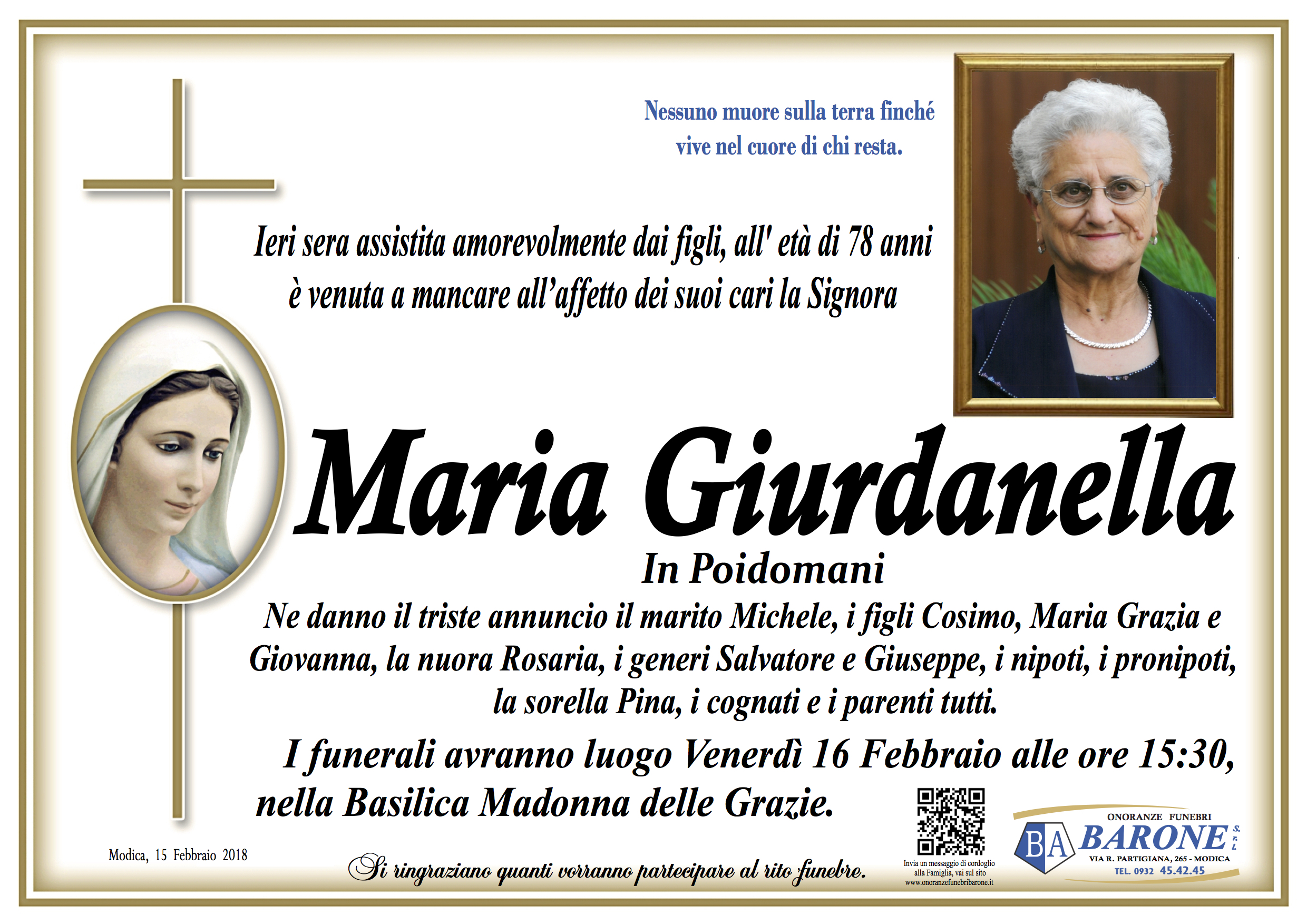 Necrologi: Maria Giurdanella
