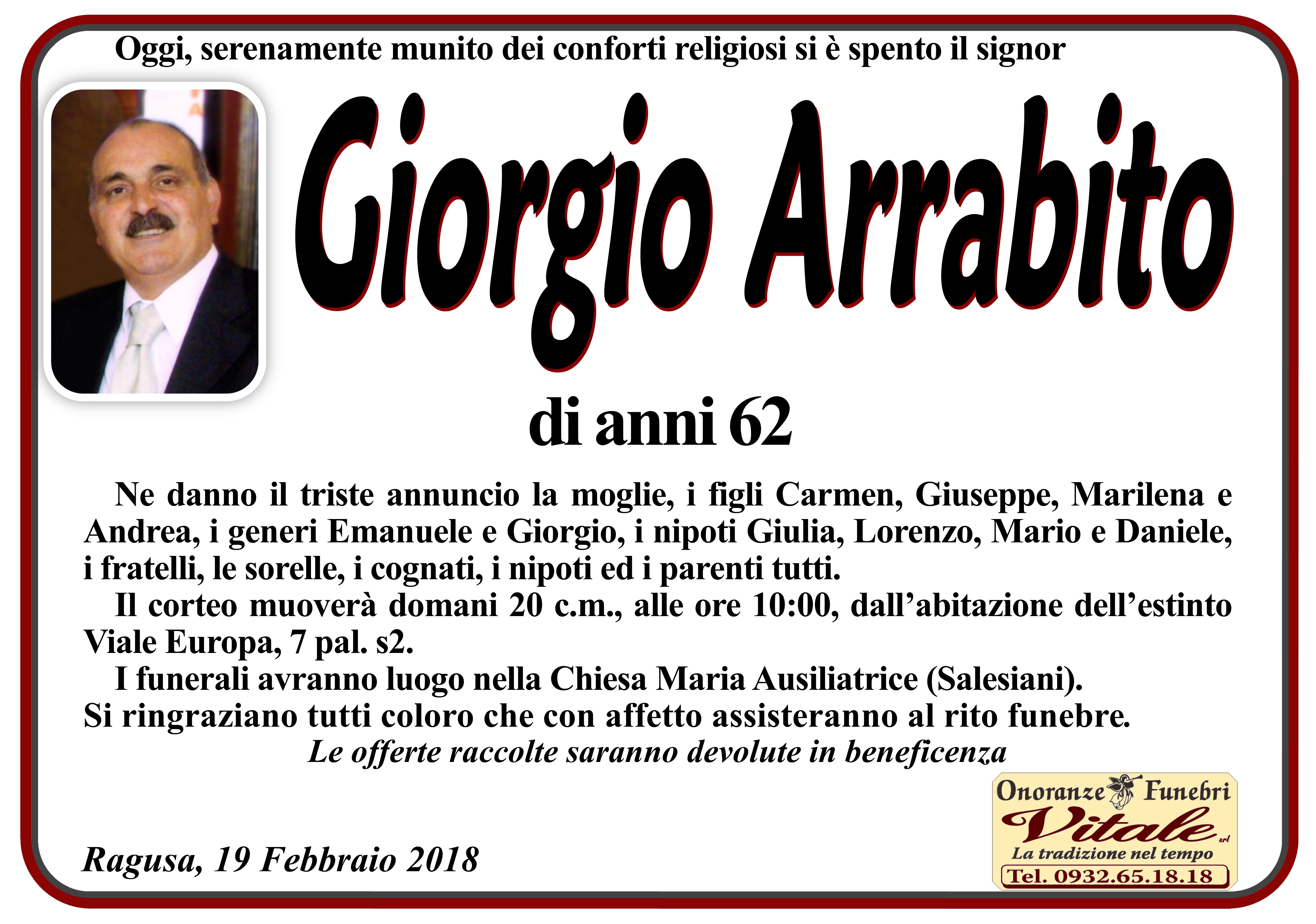 Necrologi: Giorgio Arrabito