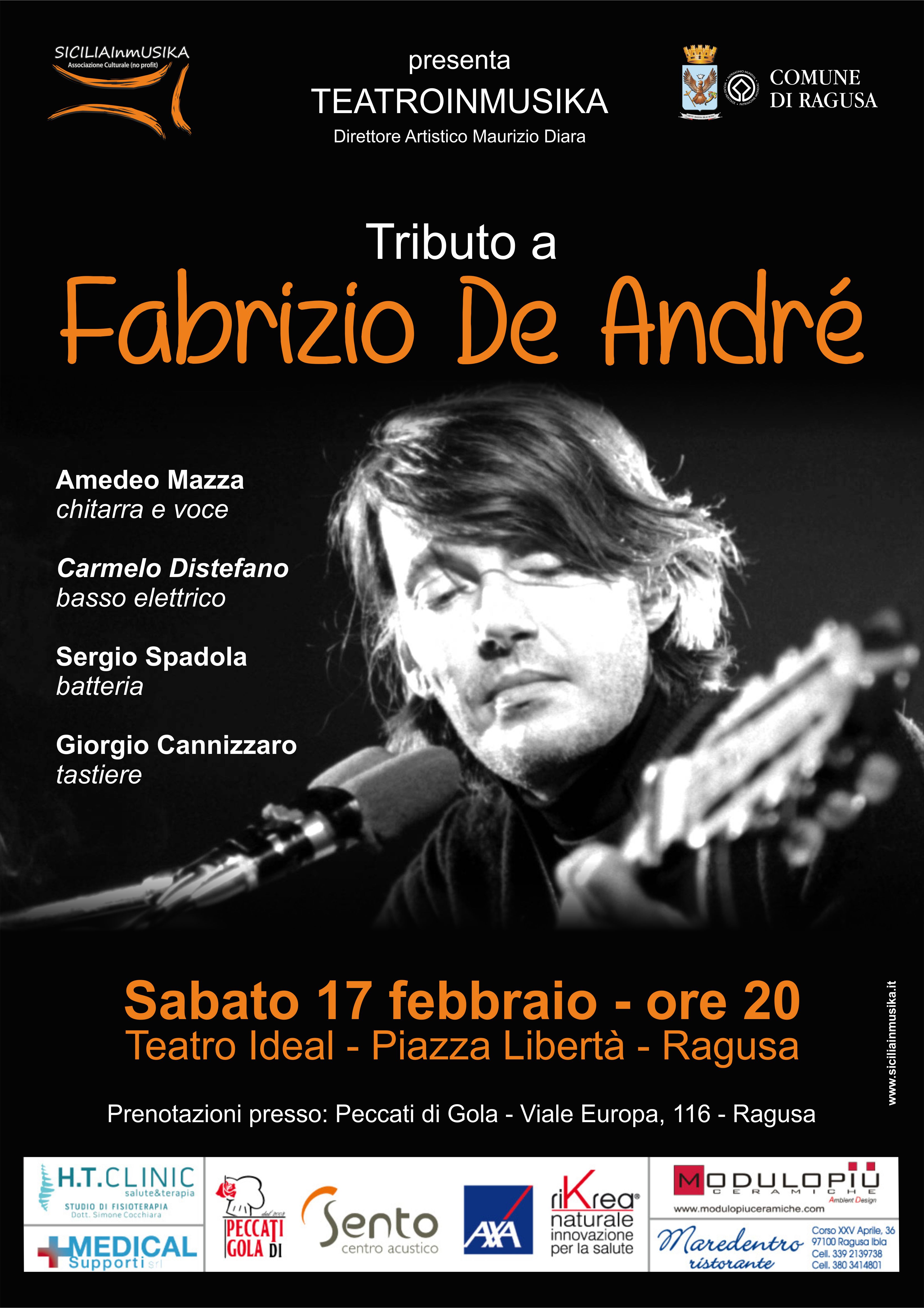 A Ragusa concerto tributo a Fabrizio De Andrè
