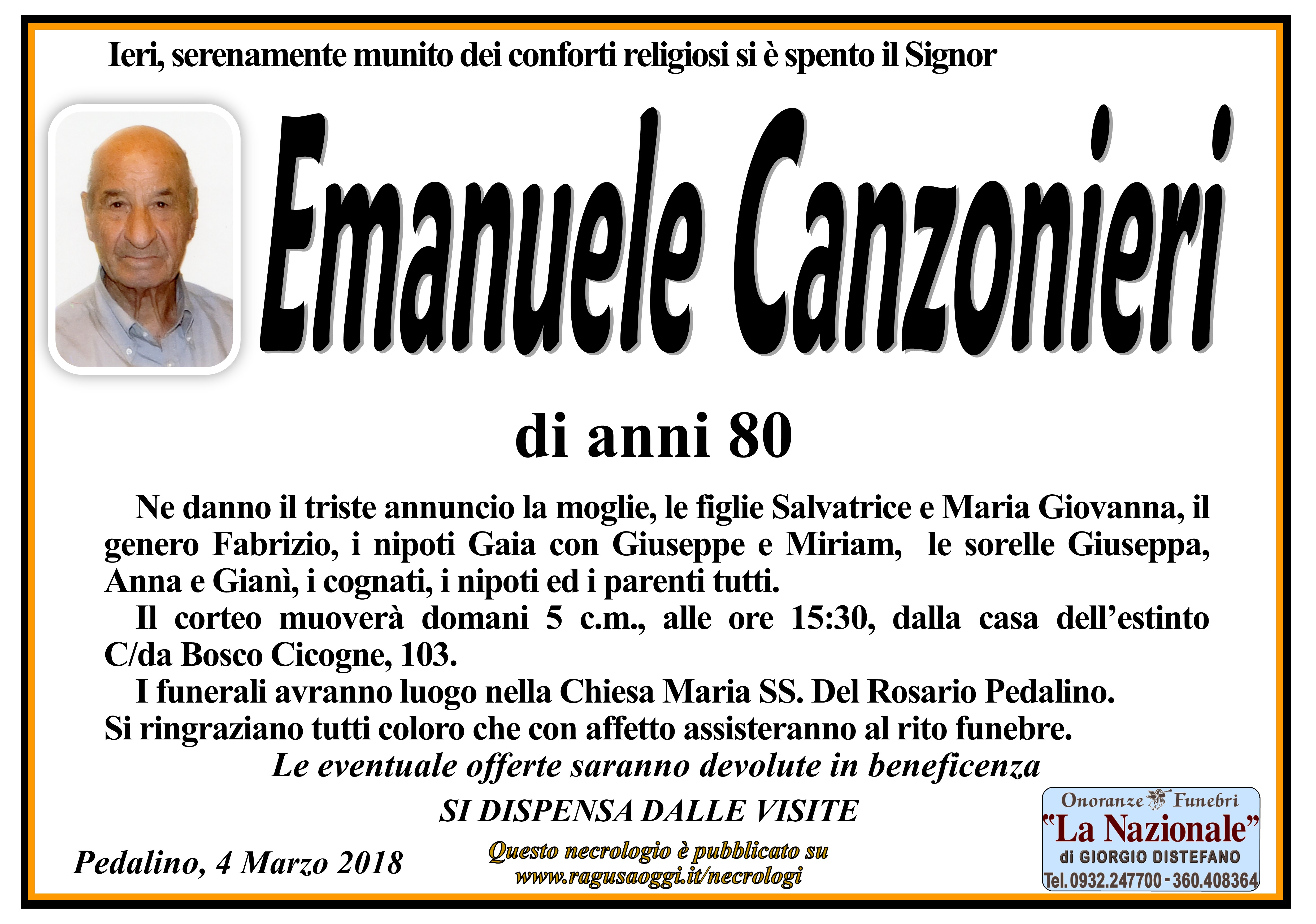 Necrologi: Emanuele Canzonieri