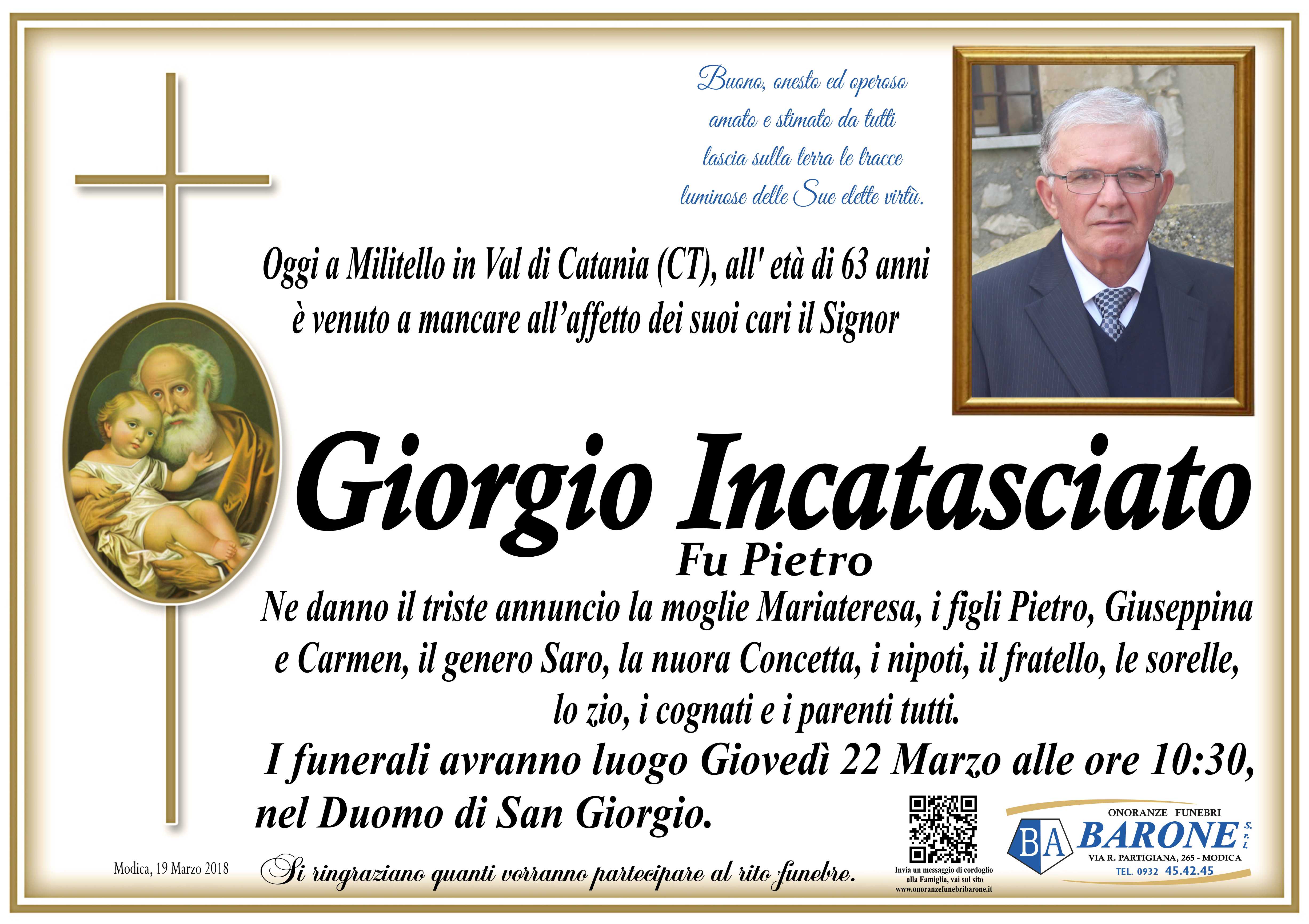 Necrologi: Giorgio Incatasciato