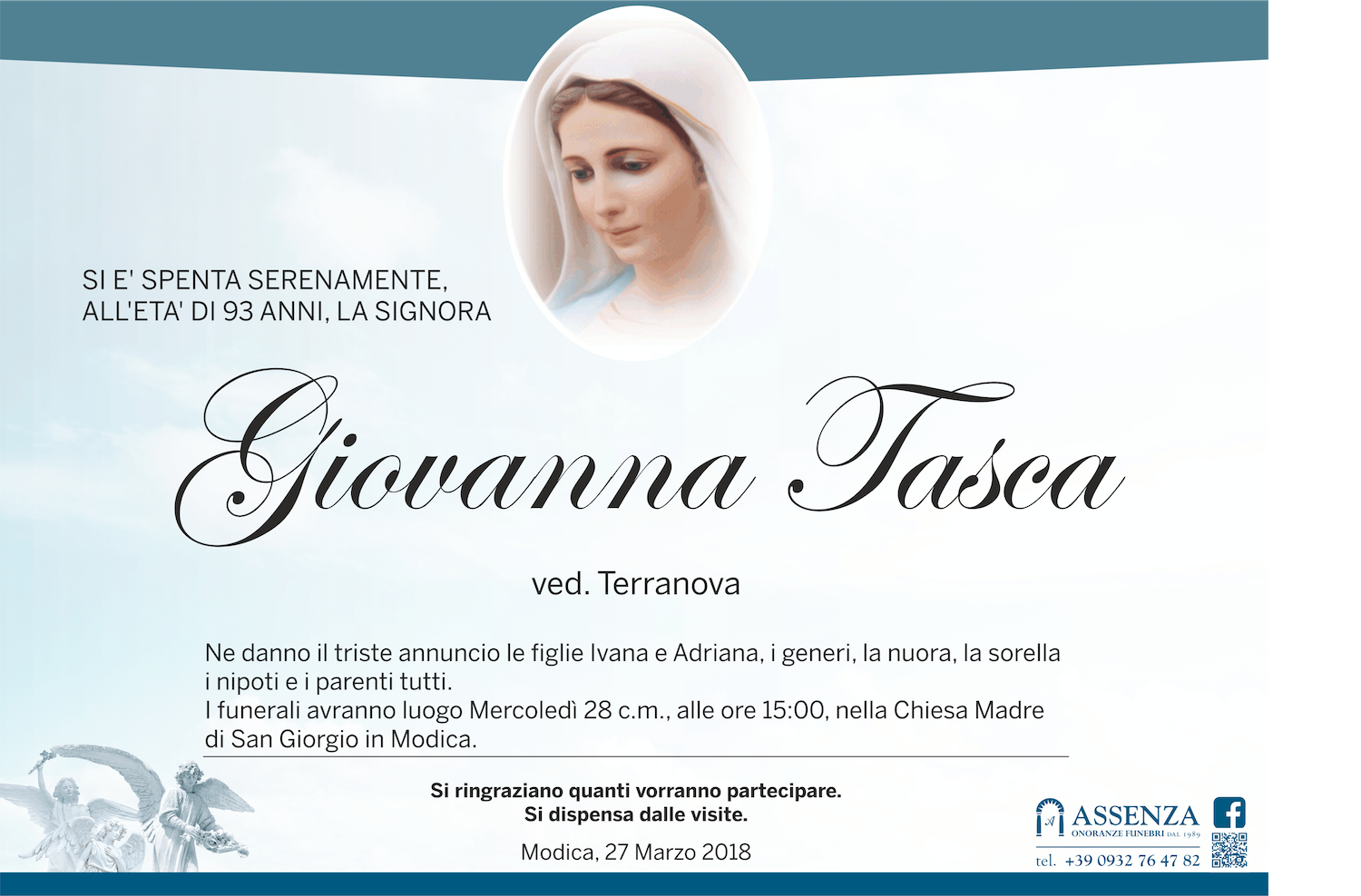 Necrologi: Giovanna Tasca