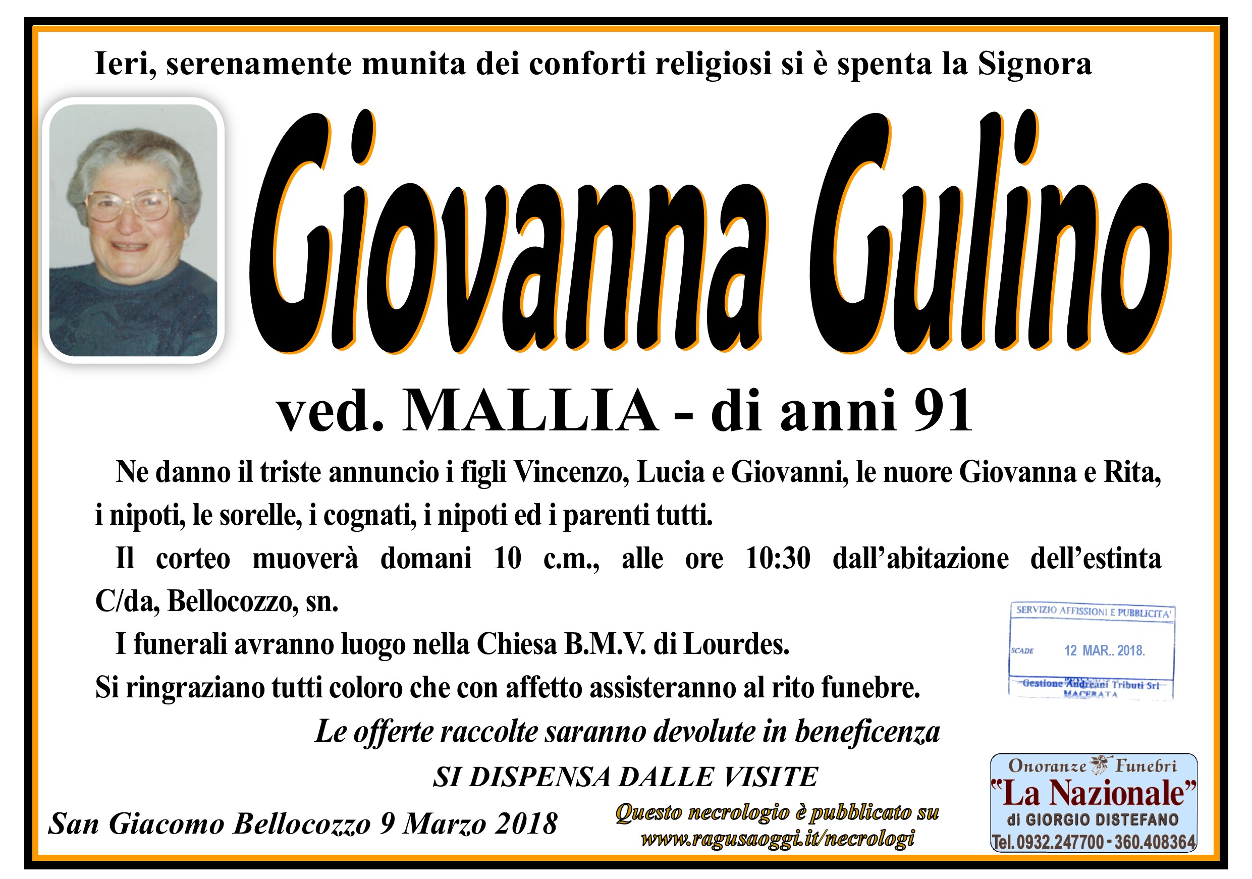 Necrologi: Giovanna Gulino