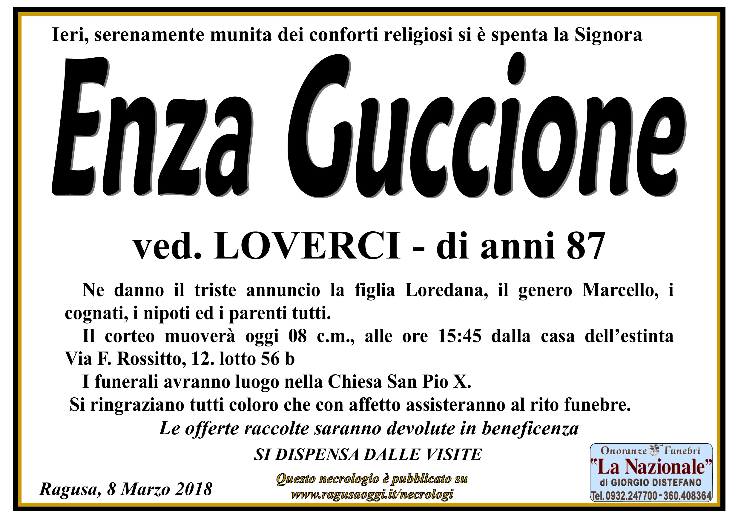 Necrologi: Enza Guccione