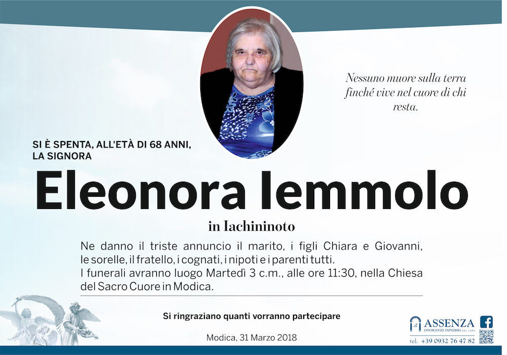 Necrologi: Eleonora Iemmolo
