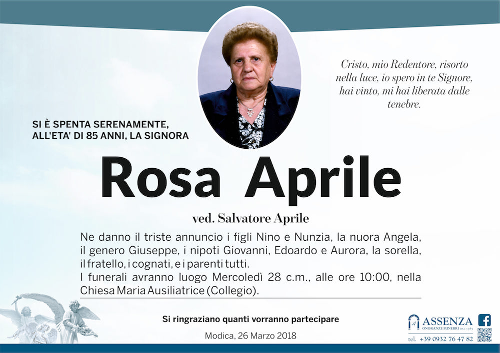 Necrologi: Rosa Aprile