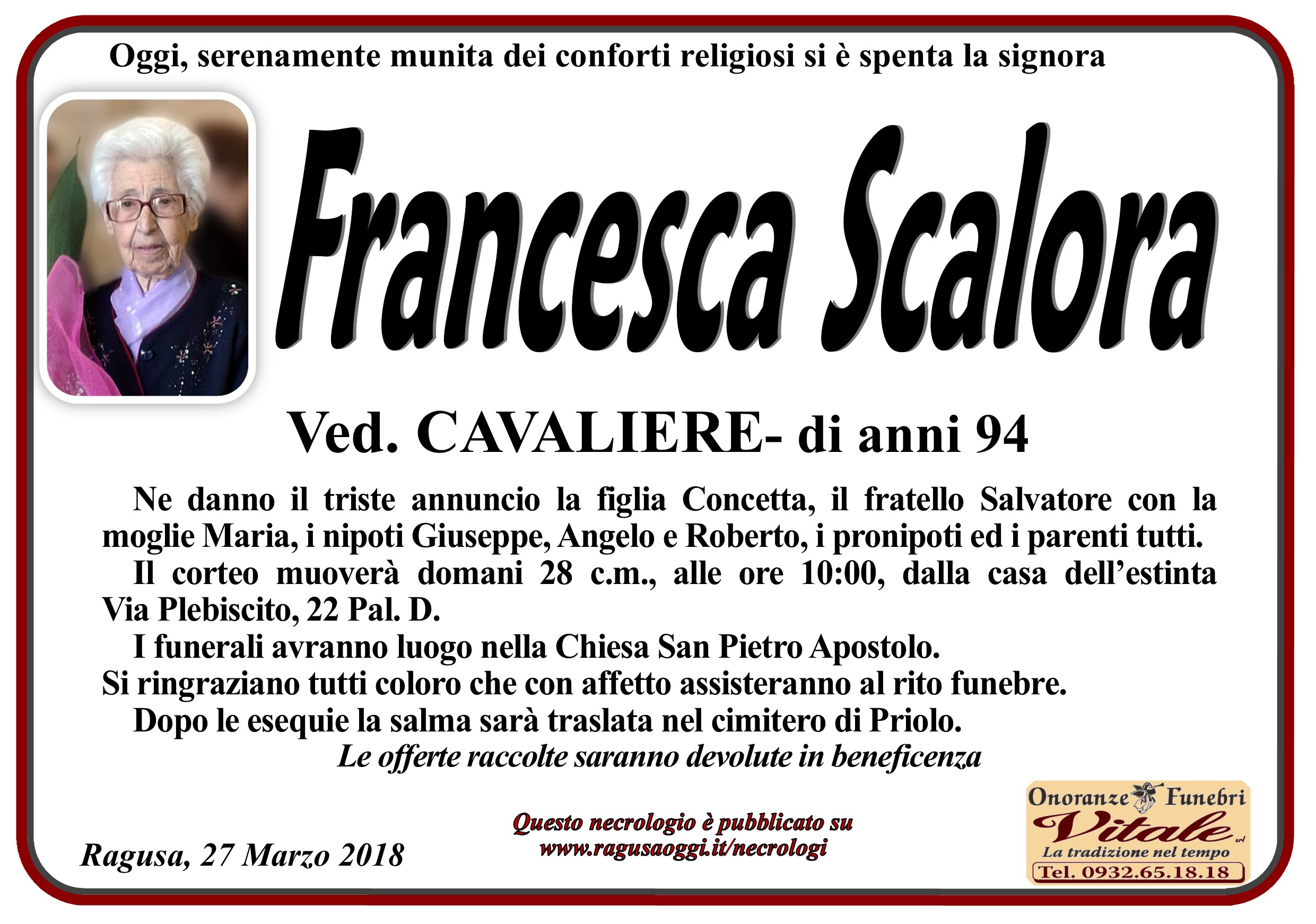 Necrologi: Francesca Scalora