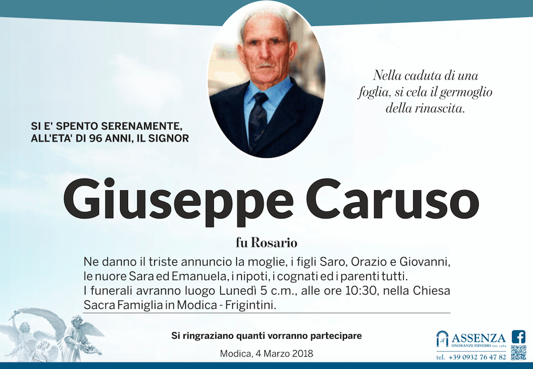 Necrologi: Giuseppe Caruso