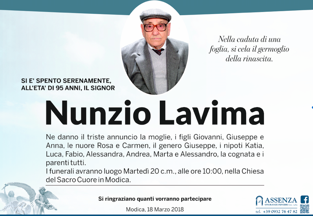 Necrologi: Nunzio Lavima