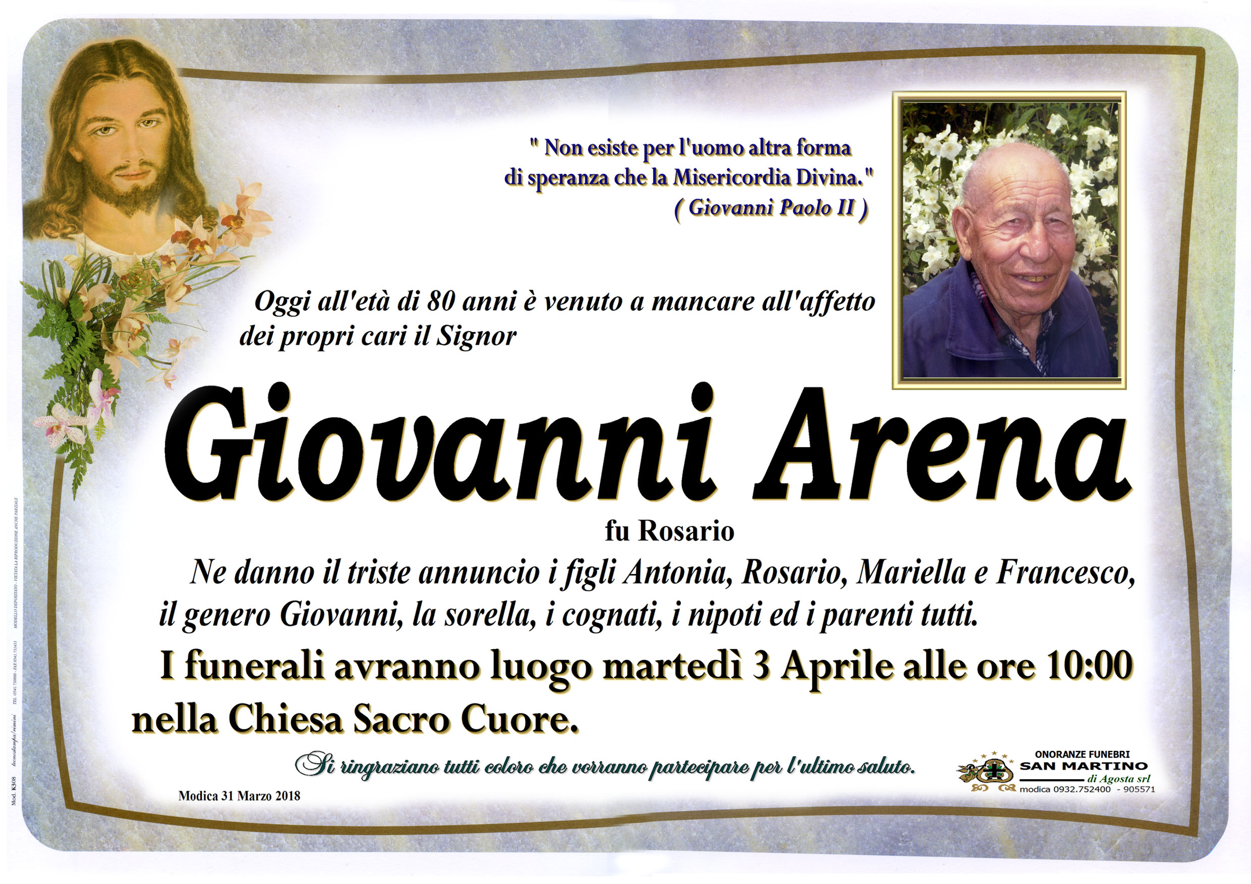Necrologi: Giovanni Arena