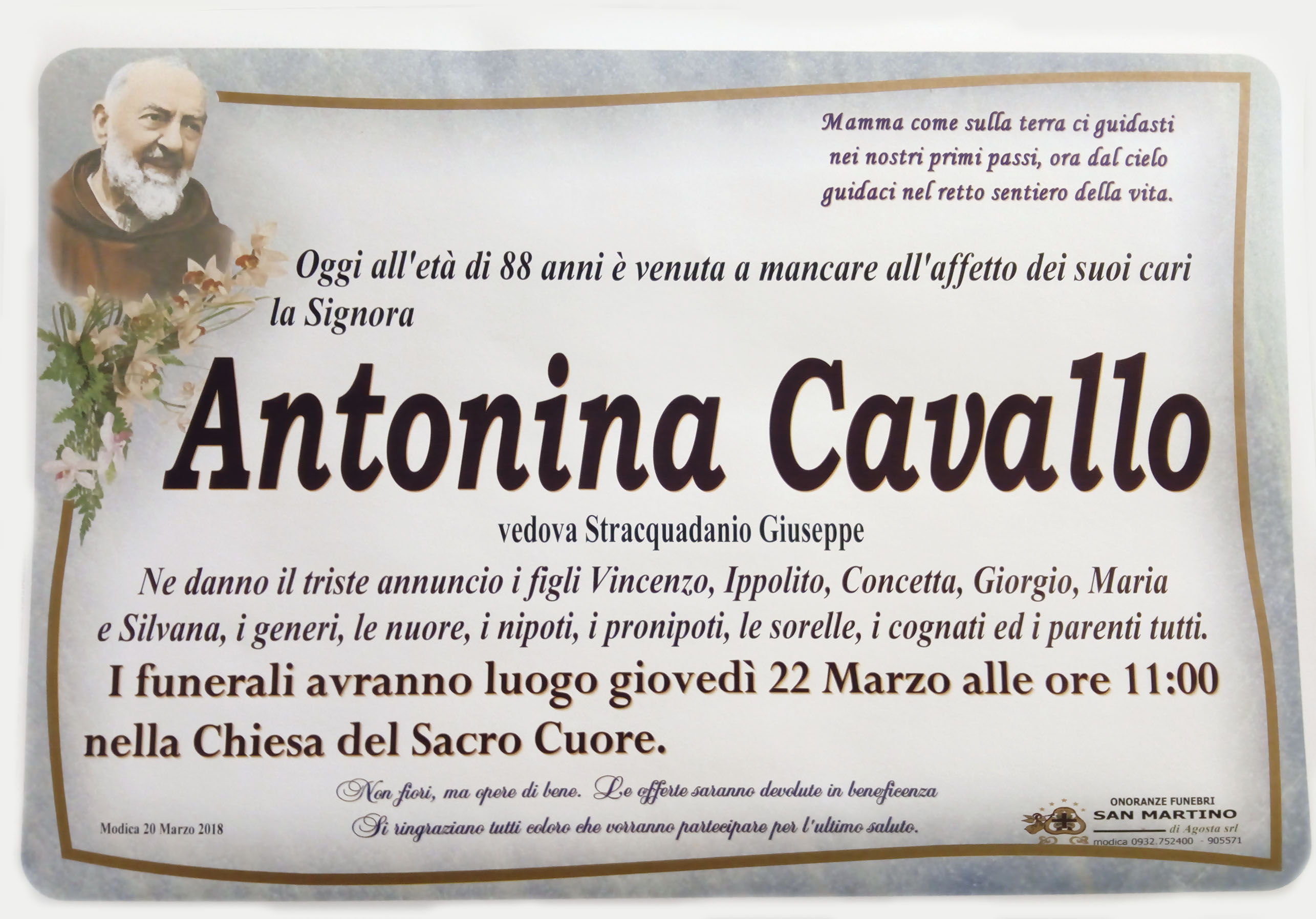 Necrologi: Antonina Cavallo