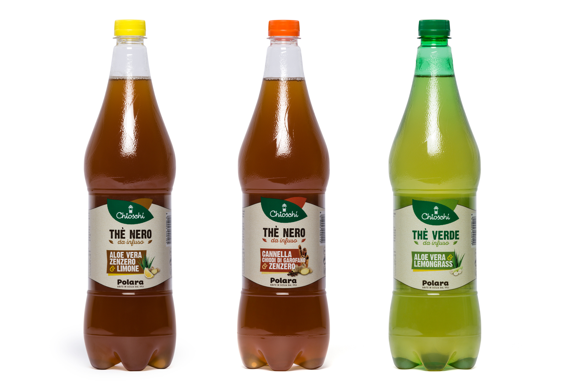 Arrivano i The Chioschì di Polara. Tra gli ingredienti ci sono zenzero, limone, aloe vera, cannella, chiodi di garofano per un dissetante sorso di benessere