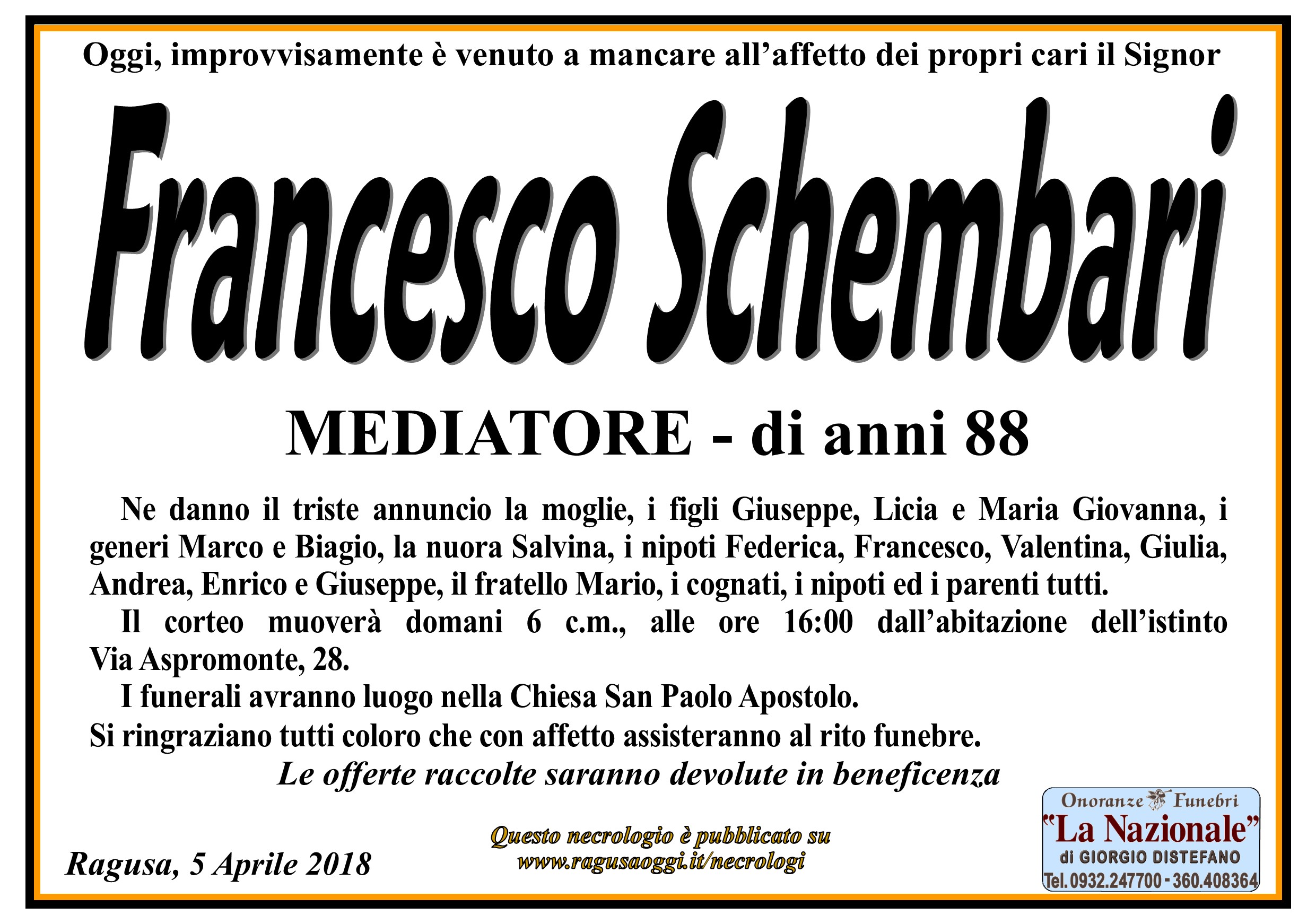 Necrologi: Francesco Schembari