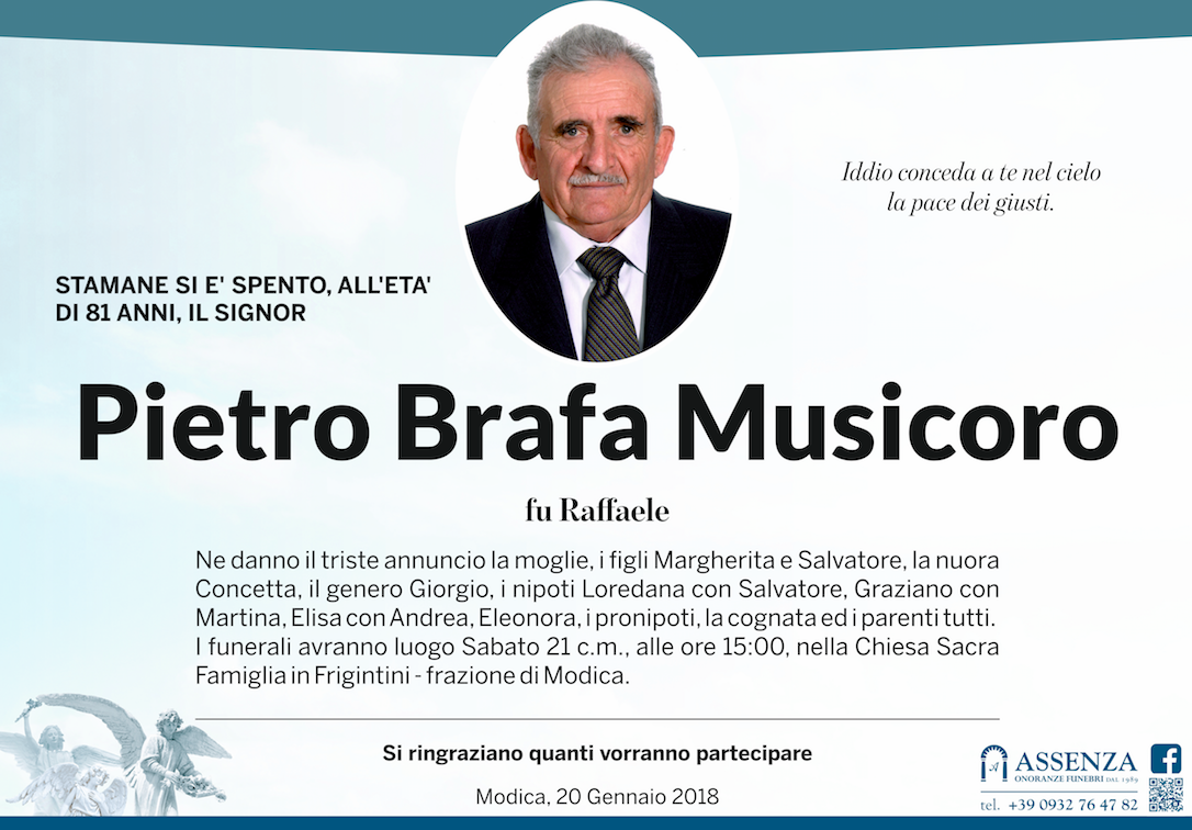 Necrologi: Pietro Brafa Musicoro