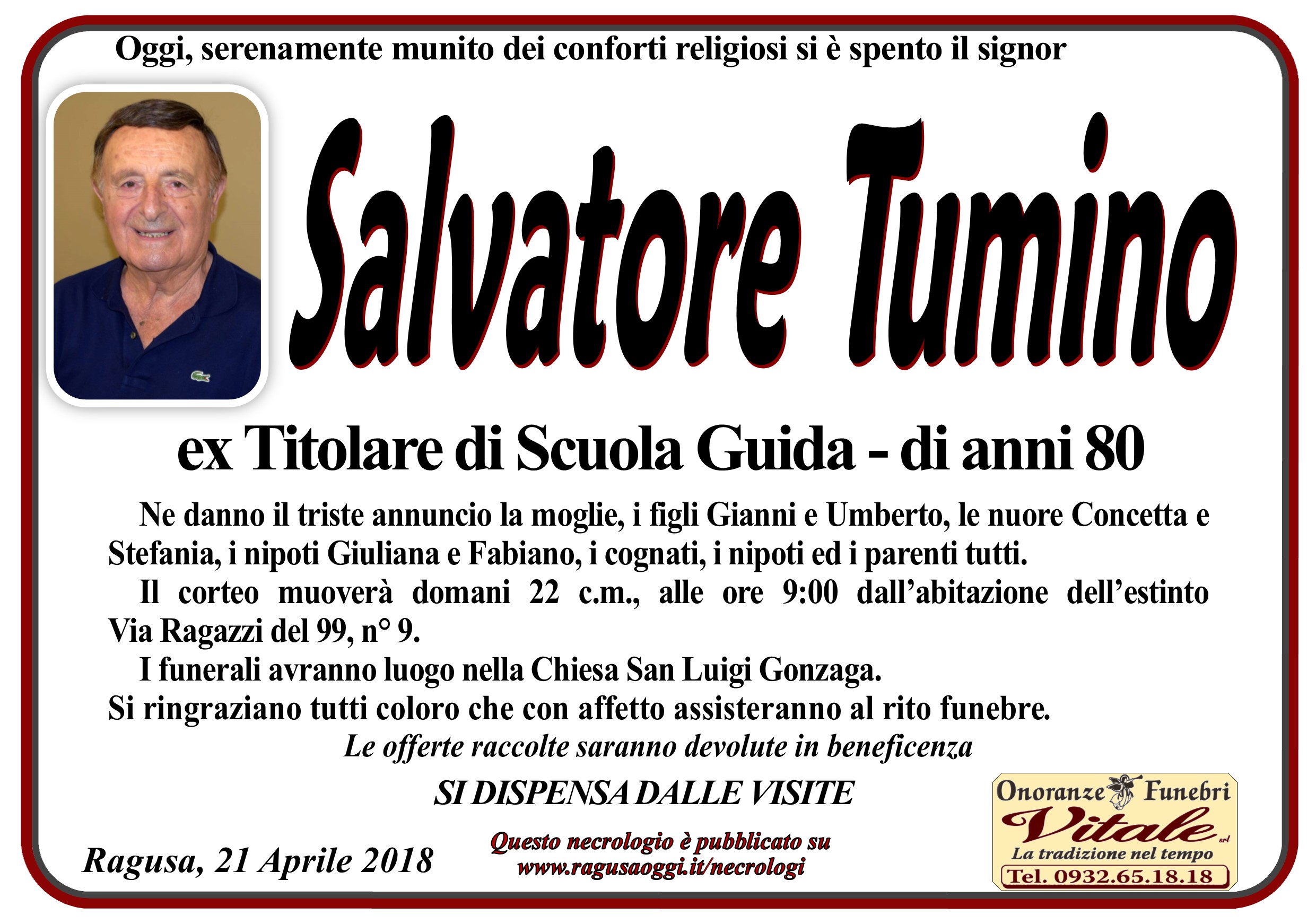 Necrologi : Salvatore Tumino