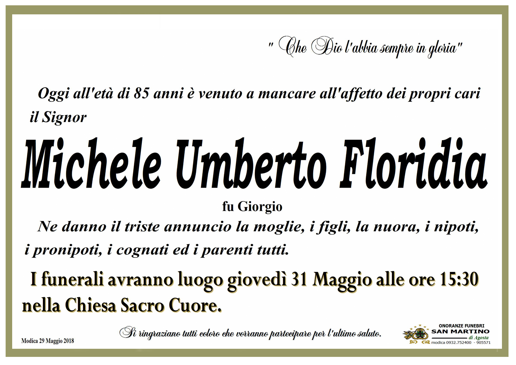 Necrologi: Michele Umberto Floridia