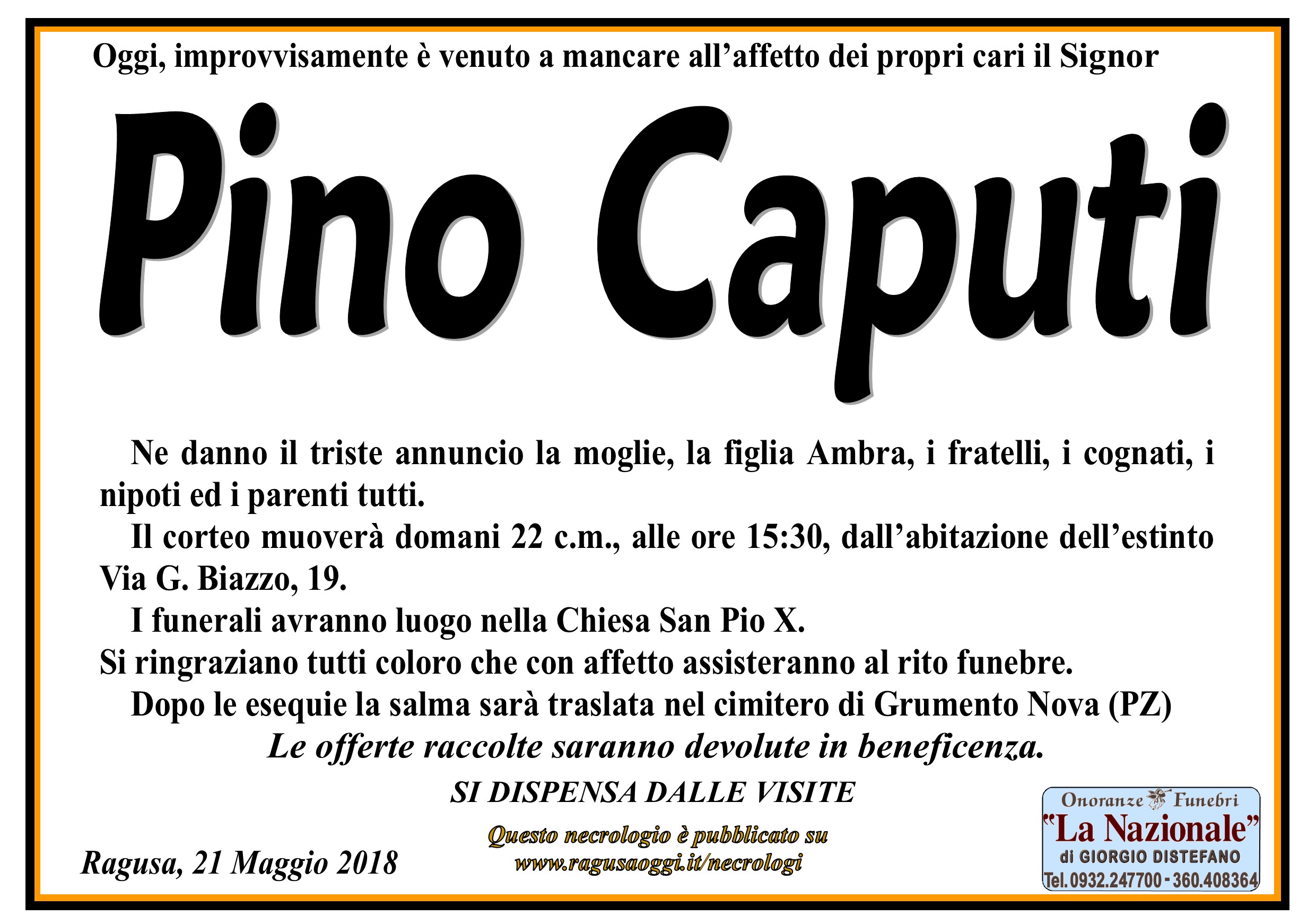 Necrologi: Pino Caputi