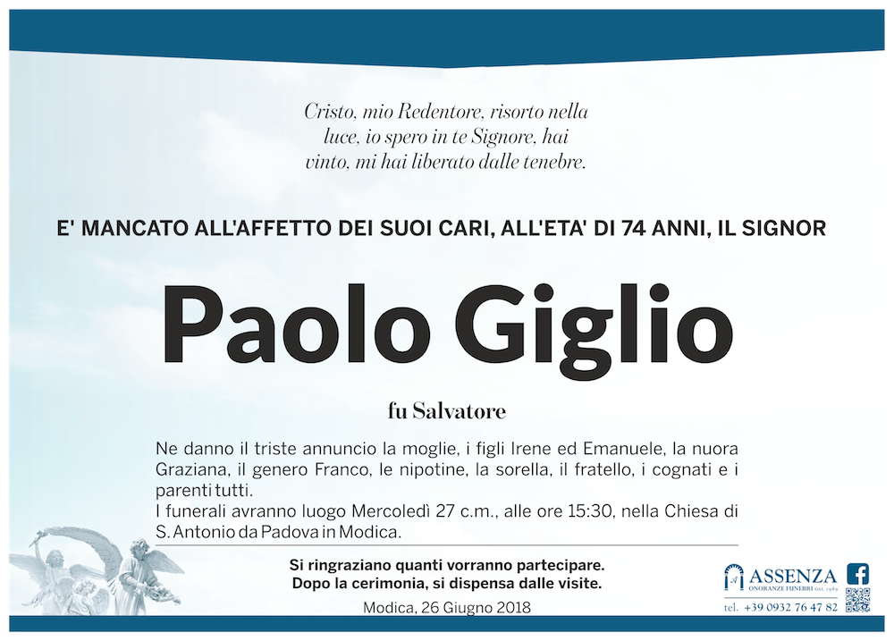 Necrologi: Paolo Giglio
