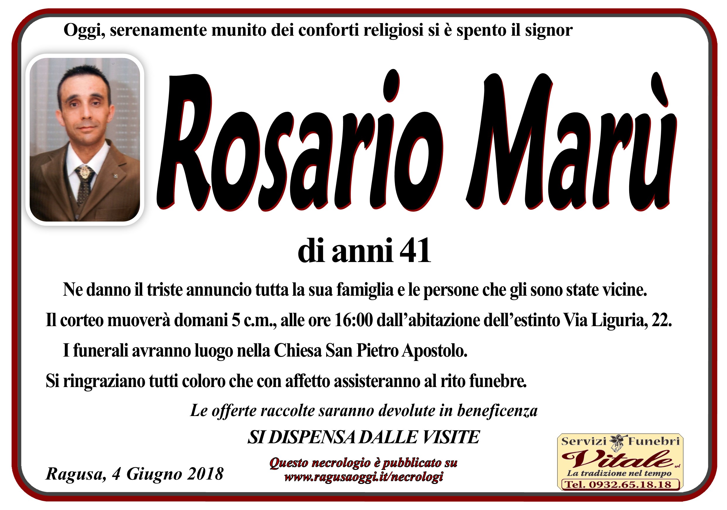 Necrologi: Rosario Marù