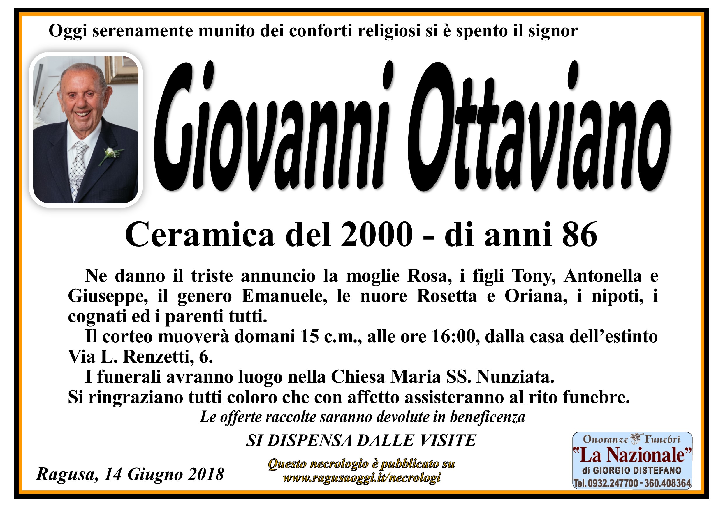 Necrologi: Giovanni Ottaviano