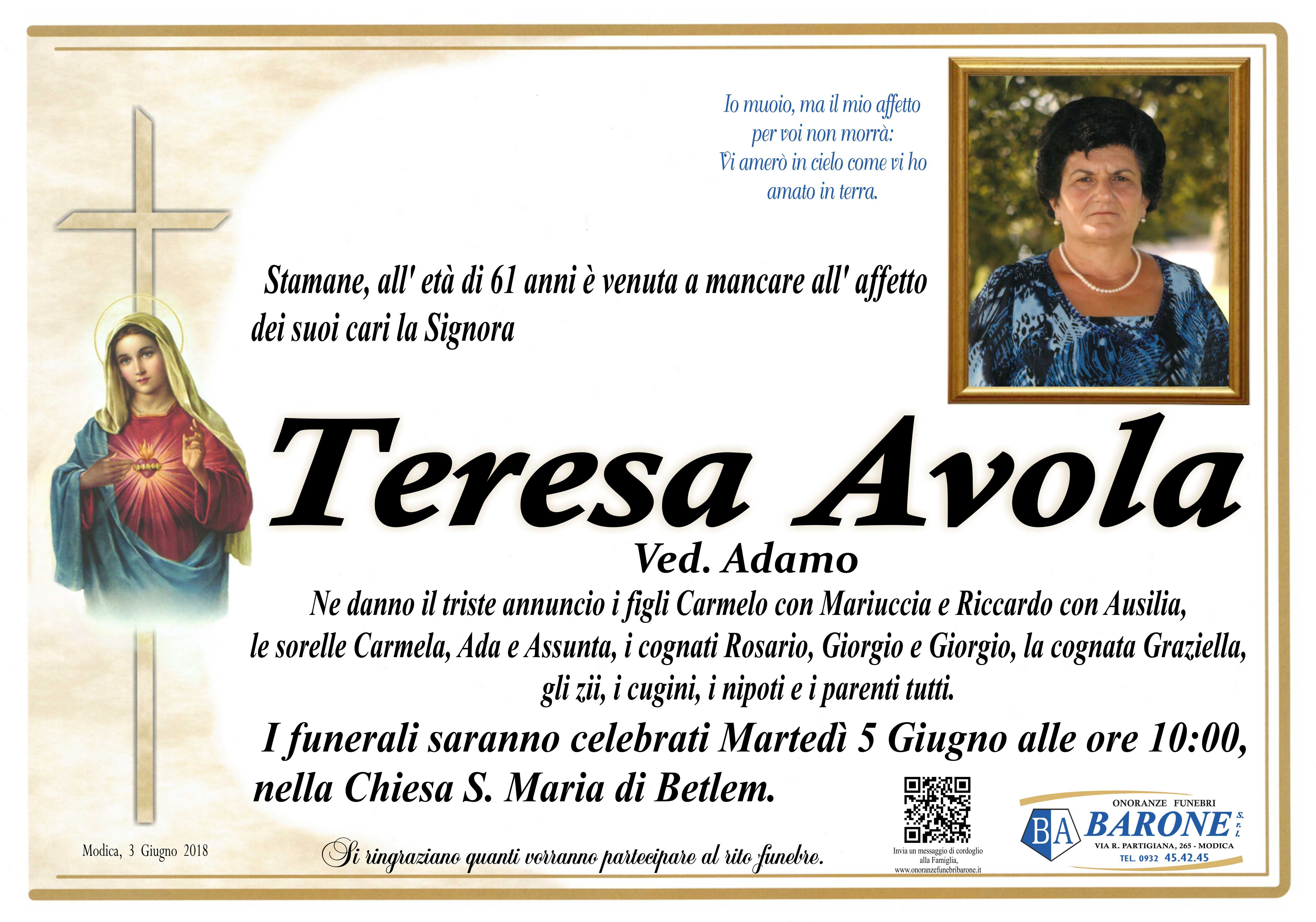 Necrologi: Teresa Avola