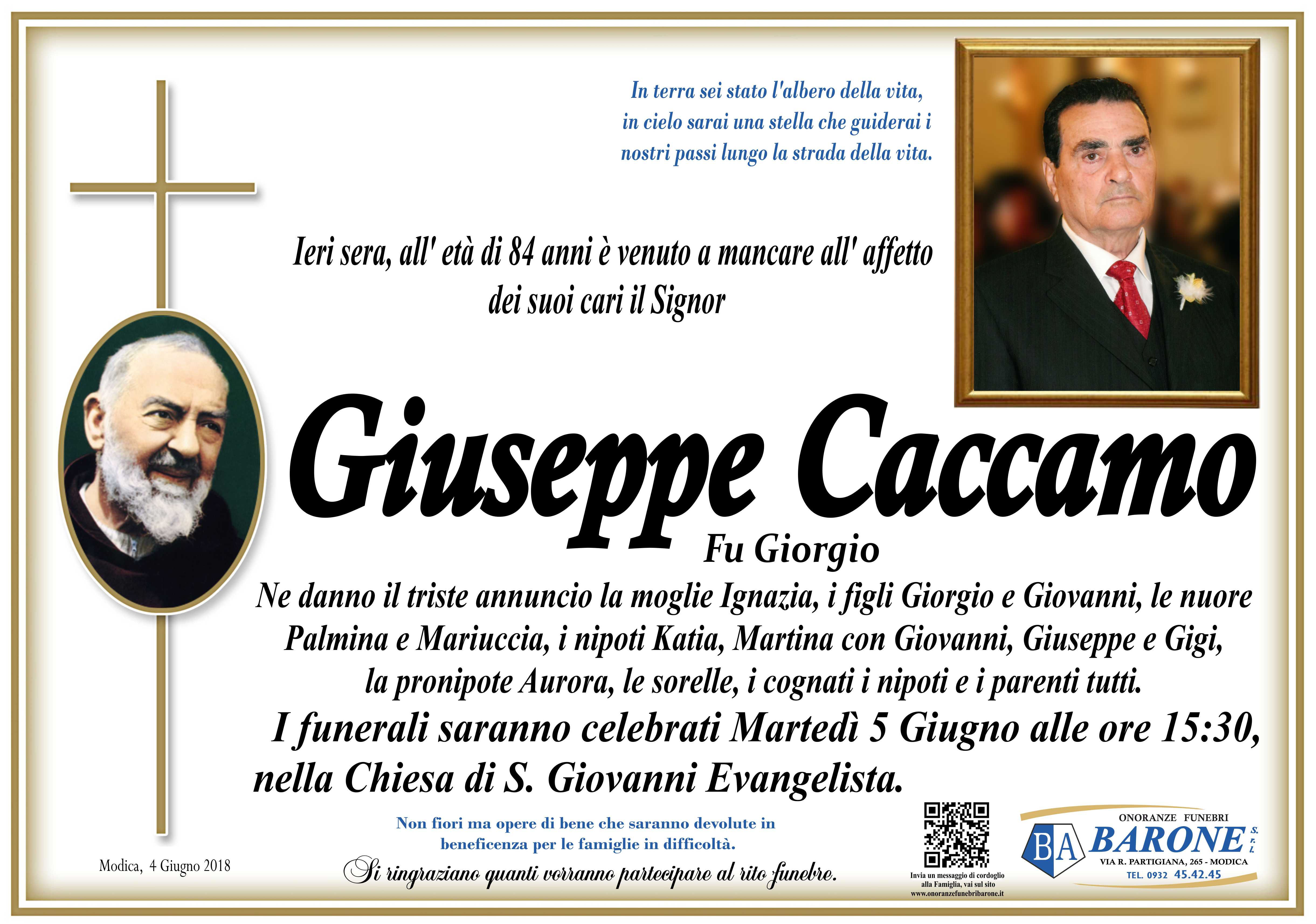 Necrologi: Giuseppe Caccamo
