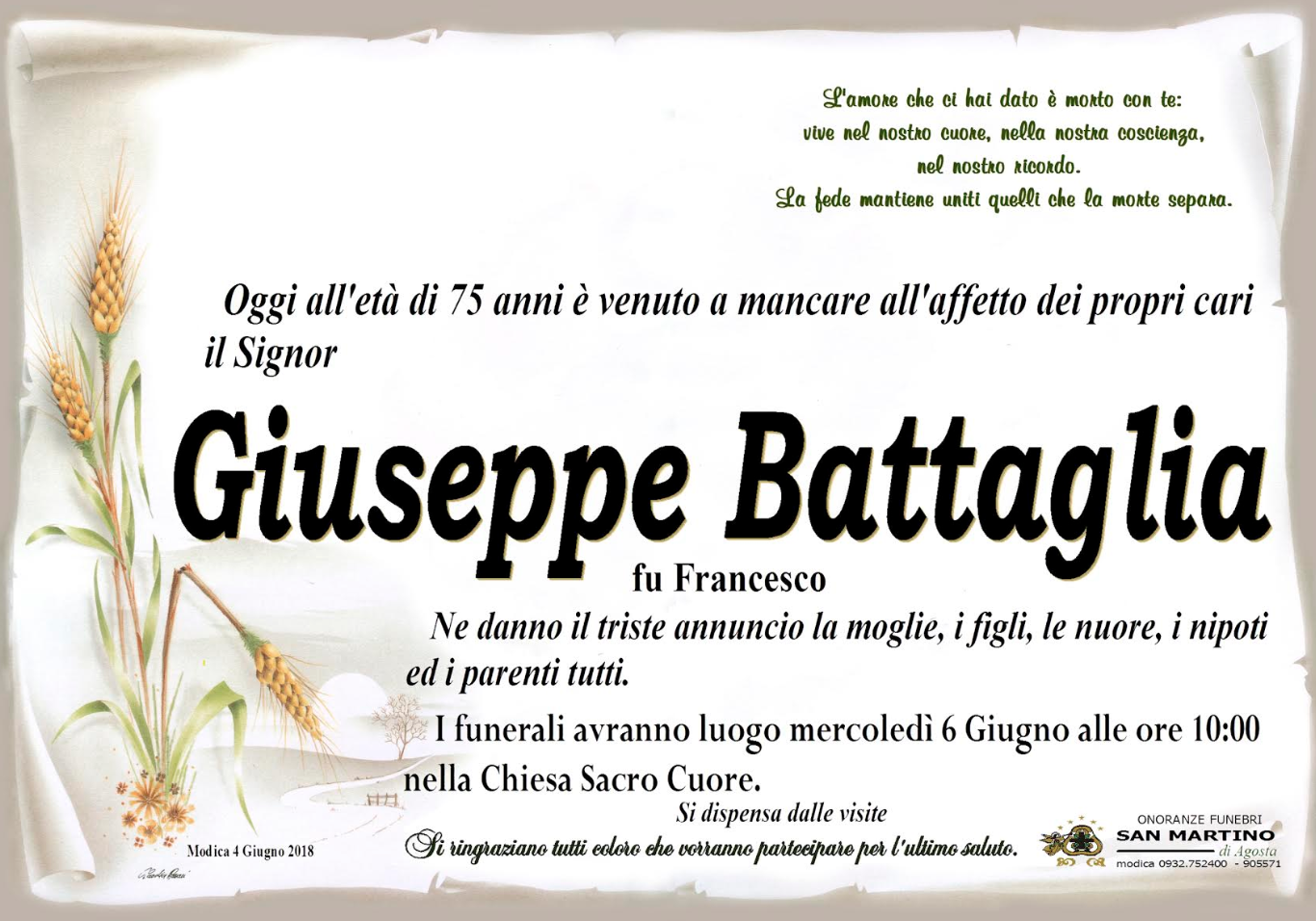 Necrologi: Giuseppe Battaglia