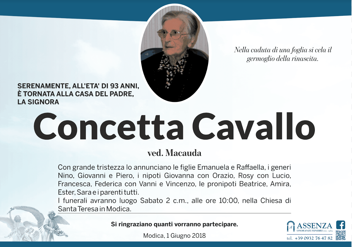 Necrologi: Concetta Cavallo